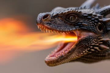 Close-up of a fierce-looking dragon lizard