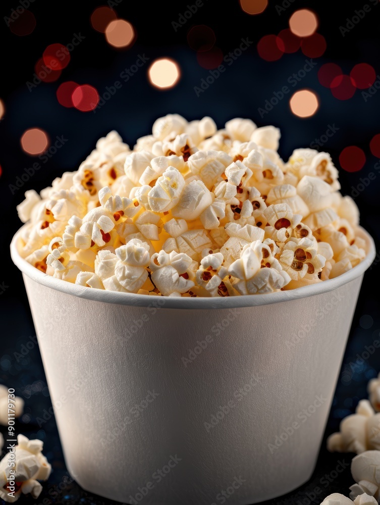 Canvas Prints Delicious freshly popped popcorn in a white container