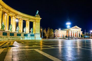 Heroes Square with colonnade of Millennium Monument complex, Budapest, Hungary