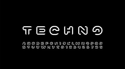 Modern font alphabet from segment bold line, minimal technology style letters, and numbers, vector illustration 10EPS