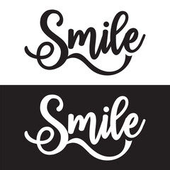 SMILE hand lettering, vector illustration. Hand drawn lettering card background. Modern handmade calligraphy. Hand drawn lettering element for your design. EPS 10