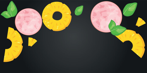 Vector image of pizza ingredients. Food for cafe and restaurant. Element for your website design, banners and advertising. Place for your text