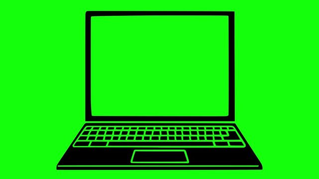 laptop illustration video animation desktop electronic computer silhouette pc logo technology icon communication device display office monitor network internet outline lcd keyboard media for green