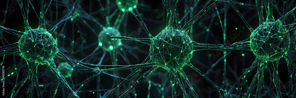 Fototapete Artificial neural networks and abstract simple graphics scheme of neural mind