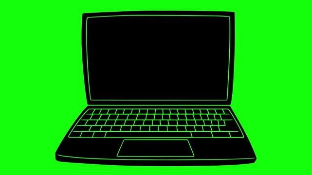laptop illustration video animation desktop electronic computer silhouette pc logo technology icon communication device display office monitor network internet outline lcd keyboard media for green
