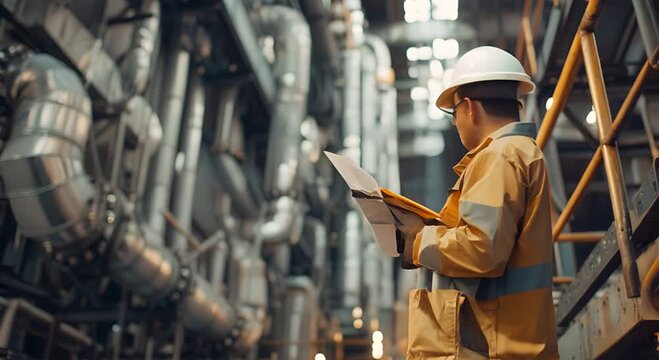 Industrial Worker Reviewing Plans