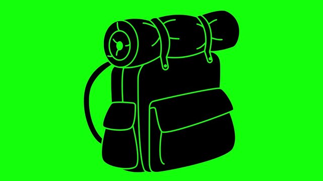 bag illustration video animation pramuka equipment scout silhouette adventure logo backpack icon tourism kid journey explorer exploration boy hiking outline scouting forest outdoor for green screen
