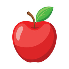 red apple with leaf  vector illustration with white background 