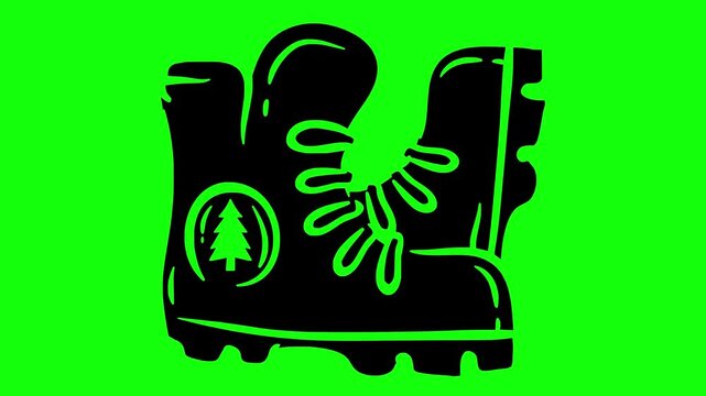 scout illustration video animation pramuka footwear shoes silhouette adventure logo hiking icon male backpack shoe man child nature camp outline school hat tourism for green screen footage