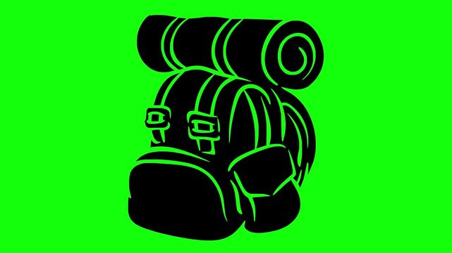bag illustration video animation pramuka equipment scout silhouette adventure logo backpack icon tourism kid journey explorer exploration boy hiking outline scouting forest outdoor for green screen