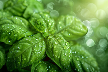 みずみずしいバジルの葉のクローズアップ/Close-up of Fresh Basil Leaves/Gro&szlig;aufnahme von frischen Basilikumbl&auml;ttern