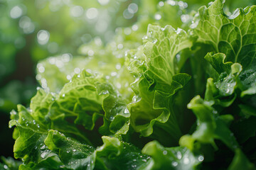 みずみずしいミントの葉のクローズアップ/Close-up of Fresh Lettuce Leaves/Gro&szlig;aufnahme von frischen Salatbl&auml;ttern