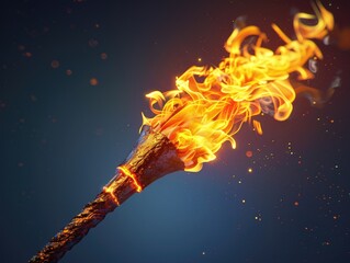 Fire on stick close-up