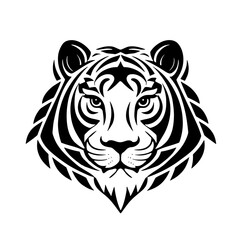 Tiger icon illustration.
Black emblem of a wild animal of Asia, on a white background.