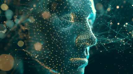 Abstract digital human face with big data connection or mistic mask. 3d illustration