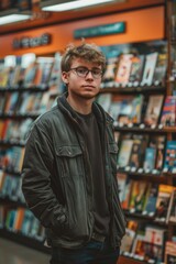 Man in Front of Bookshelf