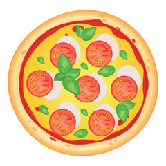 Pizza vector image. Fast food concept. Food for cafe and restaurant. Element for your website design, banners and advertising. Dough, cheese, sauce