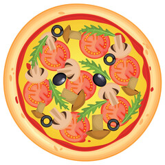 Pizza vector image. Fast food concept. Food for cafe and restaurant. Element for your website design, banners and advertising. Dough, cheese, sauce