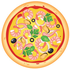 Pizza vector image. Fast food concept. Food for cafe and restaurant. Element for your website design, banners and advertising. Dough, cheese, sauce