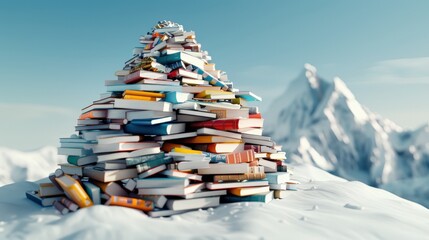 Knowledge mountain summit with books photography