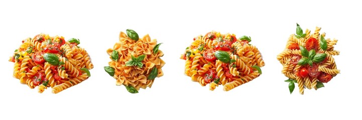 Collection of pasta isolated on transparent background. Generated Ai