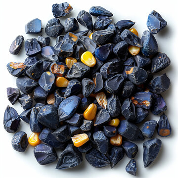 Isolated Scoop of Whole Sky Blue Corn Kernels