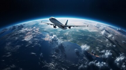 Fototapeta premium plane flying around the world