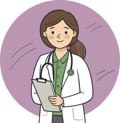  female doctor holding a clipboard. female doctor vector