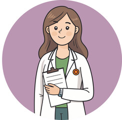  female doctor holding a clipboard. female doctor vector