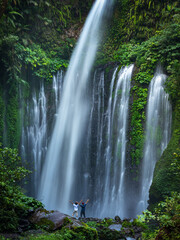 Fototapeta premium The majestic view of Tiu Kelep Waterfall in Lombok, Indonesia.