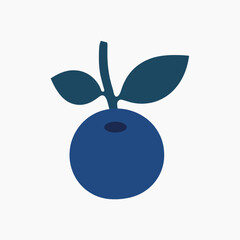 Minimalist blueberry illustration with leaves
