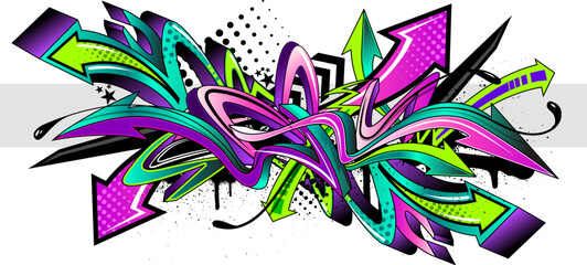 Abstract colorful graffiti art background. Decorative vector arrows in graffiti styles © Themeaseven