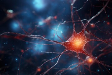 Close-up 3d rendering of neural network synapse in high resolution, showcasing the intricate connectivity between neurons and the biological function of the nervous system