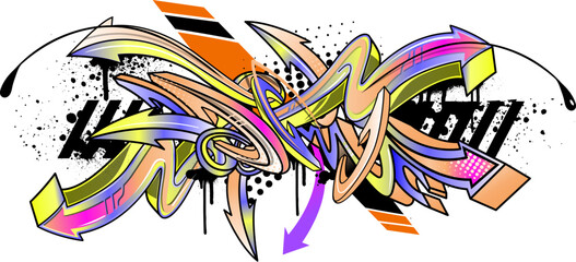 Naklejka premium Abstract colorful graffiti art background. Decorative vector arrows in graffiti styles
