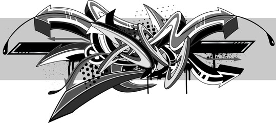 Abstract black and white graffiti art background. Decorative vector arrows in graffiti styles © Themeaseven