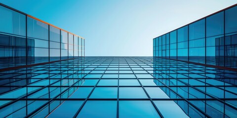 Obraz premium Glass skyscraper against blue sky