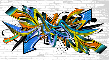 Abstract colorful graffiti art background. Decorative vector arrows in graffiti styles © Themeaseven