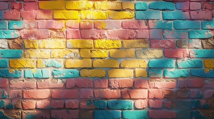Fototapeta premium Colorful brick wall background.