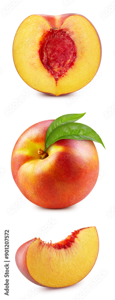 Sticker peach isolated on white background