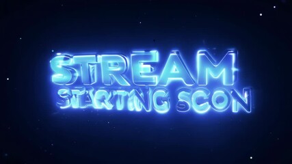 Stream starting soon neon text animation with glitch effect, live streaming countdown video