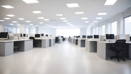 Out of focus empty office background. Blurred bright office background. 