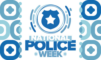 Fototapeta premium National Police Week. Celebrated annual in May. In honor of the United States police hero. Police badge and star. Officers Memorial Day. American patriotic design. Vector poster, creative illustration