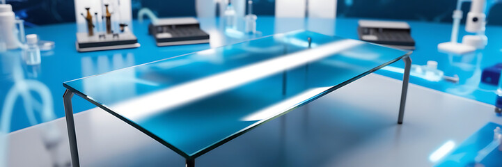 Fototapeta premium Sleek table high-tech laboratory, exuding an air of cutting-edge innovation