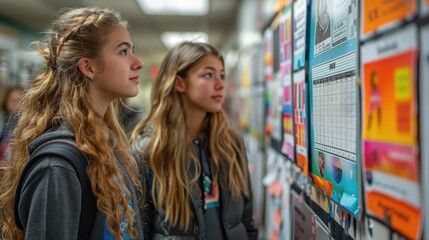 Students reviewing the academic calendar