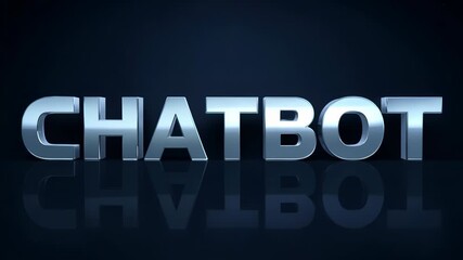 Chatbot text animation with metallic 3D letters on dark background - Powered by Adobe
