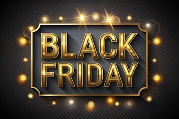 "Black Friday Sale Promotional Banner with Bold Typography and Gold and Black Color Scheme Promoting Huge Discounts and Special Offers for the Annual Shopping Event"