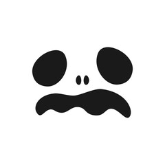 Scary Monster Face, Jack O Lantern Halloween Pumpkin Icon Silhouette. Cute Funny Evil Facial Expression Simple vector design element. Creepy Horror Illustrations.