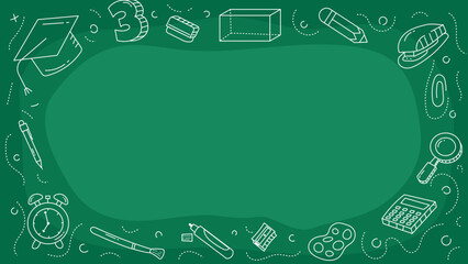 School Supplies Doodle Frame Background