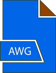 AWG File format icon in shapes 2 colors and side contour
