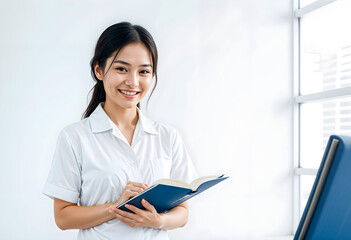 East Asian Woman with Book